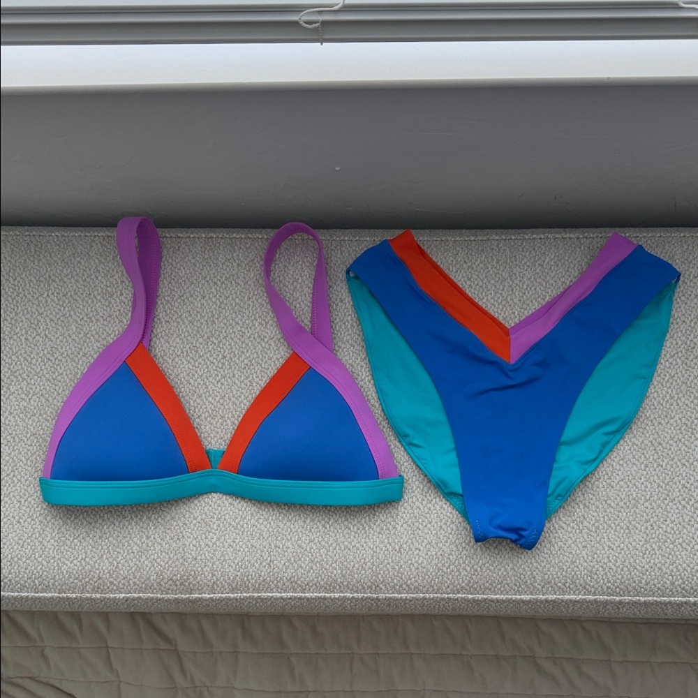 Colorblock Blue & Teal Women's Bikini Set
